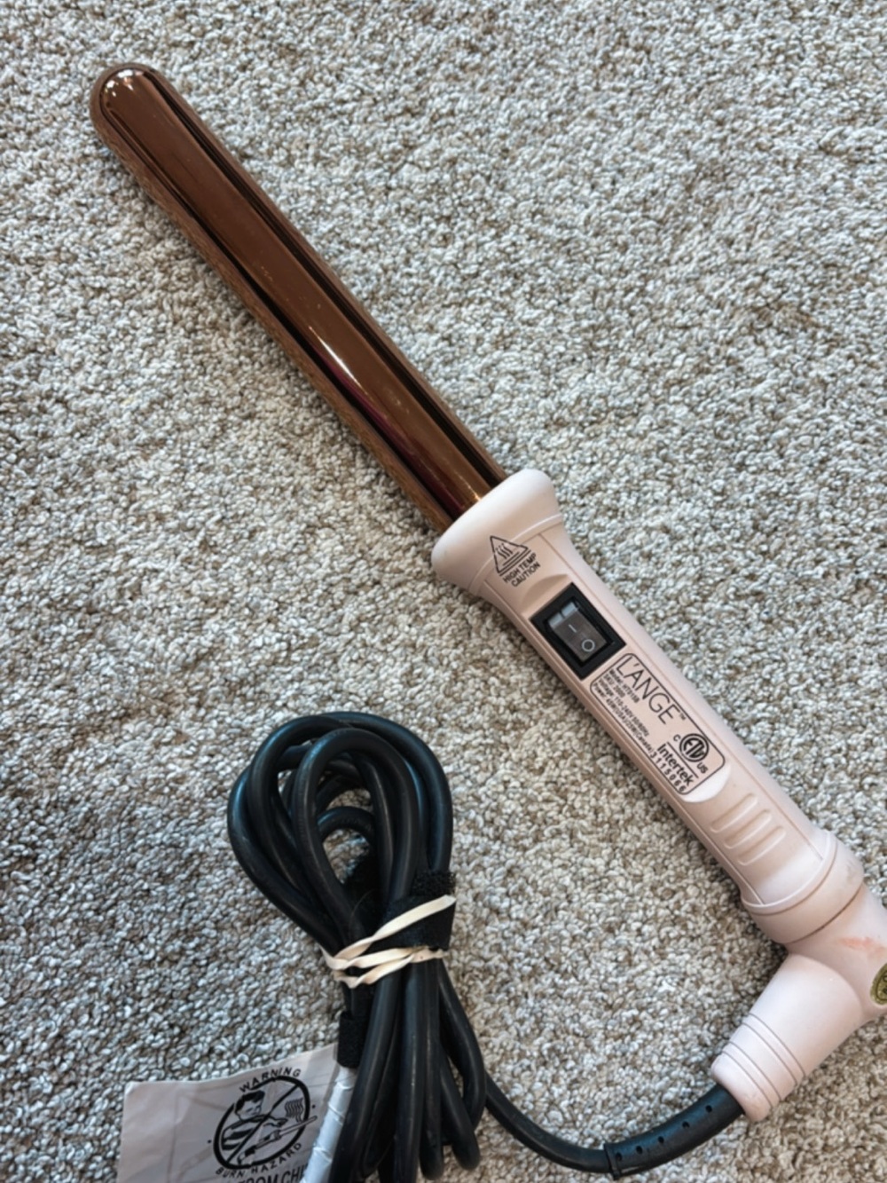 L’Ange Hair Blush Pink Titanium 1.25” Curling Wand, Used but Good Condition!